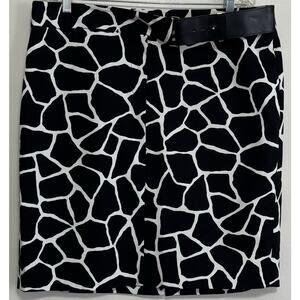 Michael Kors Giraffe Print Pencil Skirt 16 Belted Zip Front
